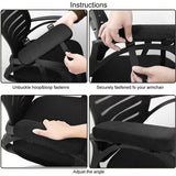 Non Slip Chair Armrest Pads Memory Foam Armrest Cushions Removable Chair Armrest Covers Elbow Support Cushion Black