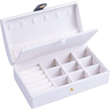 dames, 2 lagen, PU opbergkoffer voor ringen, oorbellen, armbanden, halskettingen, reizen, sieraden, organizer, geschenkdoos voor meisjes en vrouwen (wit)