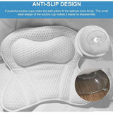 Badkussen, hoofdsteunbad met 4D Air Mesh-technologie, badkussen nekkussen met 6 zuignappen, comfortbadkussen voor hoofd, nek, schouders, rug voor home spa, wit