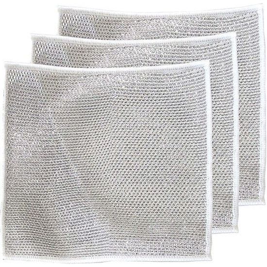 Multifunctionele stalen reinigingsdoek, draadvaatdoek, draadafwasdoek, stalen doek, afwasdoek voor nat en droog reinigen van hardnekkige vlekken van borden, potten, bakplaten, grills, fornuizen, ovens en meer