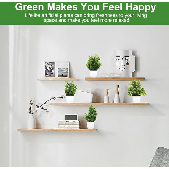 6 stuks kunstplanten, mini-kunstplanten met pot, kunststof kunstplanten, kleine kunstplanten, plastic decoratieve planten voor thuis, binnendecoratie