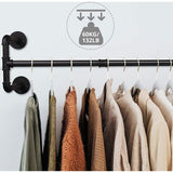 Kledingrek, zwart, kledingroede, 120 cm, hangend kledingrek, afneembaar ijzeren kledingrek, wandrailplank, ruimtebesparende ruimte voor maximaal 60 kg