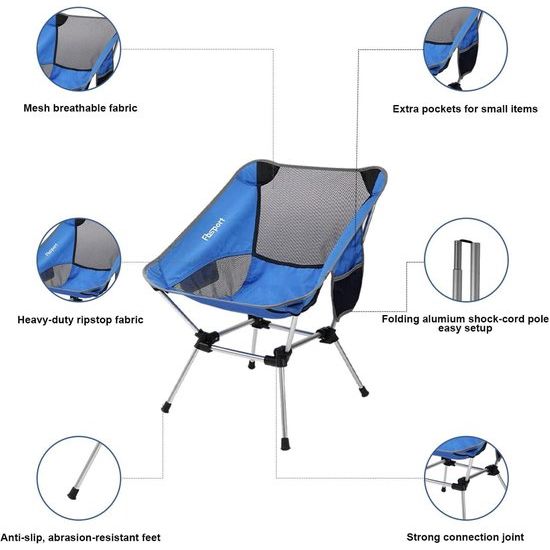 Campingstoelen Set van 2 opvouwbare campingstoelen Ultralicht Lichtgewicht tot 150 kg, klapstoel met draagtas voor buiten strand wandelen picknick