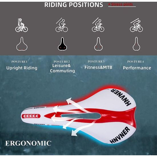 Fietszadel, comfortabel stadsfietszadel, Hol ergonomisch Fietszadel voor Racefiets / MTB / Racefietsen / de meeste fietsen