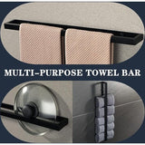 Handdoekenrek Zwart Handdoekrek Gastenhanddoekrek Wandgemonteerd roestvrijstalen badhanddoekrek voor badkamer en keuken 50CM
