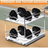 Kruidenrek, organizer, uittrekbare keukenkast, met kastrek, opbergrek 2 etages, voor keuken, flessen, olie, ingrediënten, glazen, koken (zilver, 28 x 23 x 26 cm)