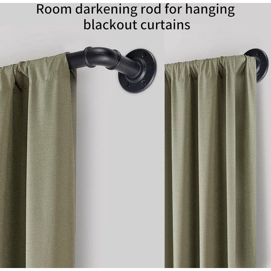 Zwarte uitschuifbare metalen gordijnroede, industriële verstelbare uitschuifbare gordijnroeden voor ooggordijnen, industriële gordijnroede voor ramen 80 cm - 218 cm, ruimteverdeler spanstang