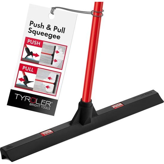 Push & Pull trekker, 100% natuurlijk rubber, 44 cm, aluminium anti-roest, 4-delige handgreep, meubelveilig, multi-oppervlak, hardhout, marmer, tegels, garage, indoor/outdoor, extreem duurzaam