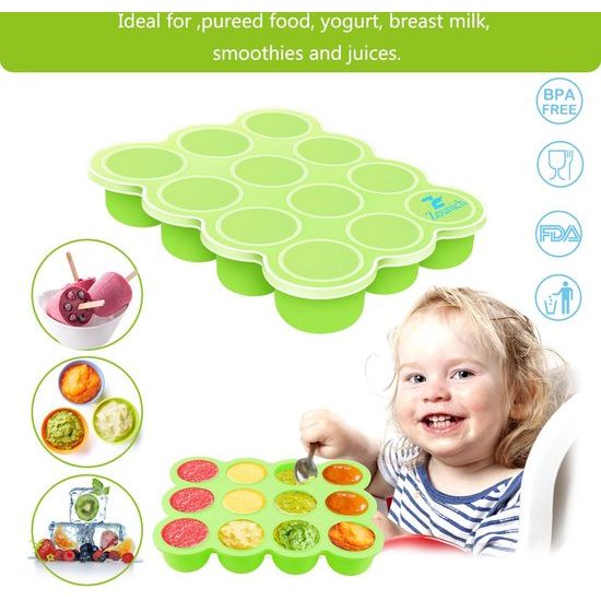 Silicone Baby Food Storage Box, bevriezen siliconen Baby pap met Siliconen Deksel, Container, Vriezer, Lade, herbruikbare, groenten, fruit, purees, sauzen en ijsblokjes