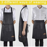 Set van 2 waterdichte kookschorten met zakken, verstelbare keuken- en barbecueschorten