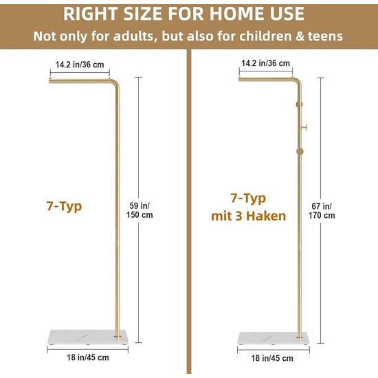 Kledingrek, stabiel metaal, garderobestandaard, 150 cm, moderne kledingstandaard voor kleding, tassen, schoenen, kapstok voor de entree, woonkamer, slaapkamer, kantoor (goud)