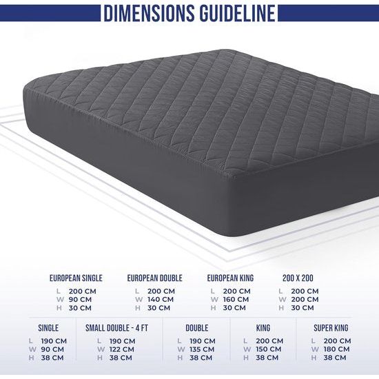 Gewatteerde matrasoplegger 135 x 190 cm, zachte microvezel matrastopper, hoogte tot 38 cm met spanrand, matrasbeschermers onderbed ook voor boxspringbedden (grijs)