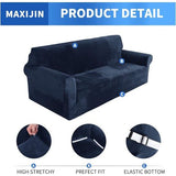 Thick fluwelen bankovertrekken, 2-zits, super stretch, antislip, loveseat, hoezen voor woonkamer, honden, huisdier, pluche, liefde, zitbank, beschermhoes, elastische meubelbeschermer (2-zits, marineblauw)