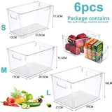 Koelkast Organizer, Set van 6, Hoogwaardige Pantry Opslag Container met Handvat, Transparante Stapelbare Opbergdoos Organizer, Ideaal voor Keuken, Koelkast, Pantry,