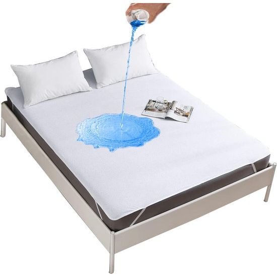 Waterdichte matrasbeschermer, 160 x 200 cm, katoen, ademende matrasbeschermer, wit Waterdichte matrasbeschermer, 160 x 200 cm, katoen, ademende matrasbeschermer, wit