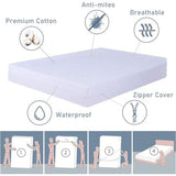 Waterdichte matrashoes met ritssluiting, tegen mijten matrasbeschermer, hygiënische en ademende matrasoplegger, hoogte 20 cm -100 x 200 cm