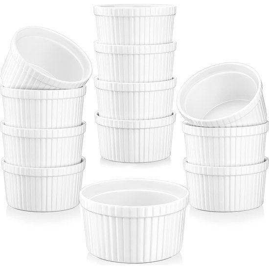 serie ramekin.Dish, 12 4-delig set, Mini vormpjes pasteivormen cakevorm – 9 cm Ø porselein muffin Cupcake Back vormpjes pasteien vorm