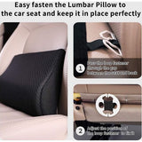 Lumbar kussen voor de auto, lendenkussen, traagschuim, ergonomisch rugkussen voor autostoelen, bureaustoel, rolstoel (zwart)