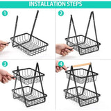 Fruitetagère, 2 etages, fruitmand, rek, fruitschaal, afneembare houder, keukenopbergmand, groenterek, groenten, brood, snackmand (zwart)