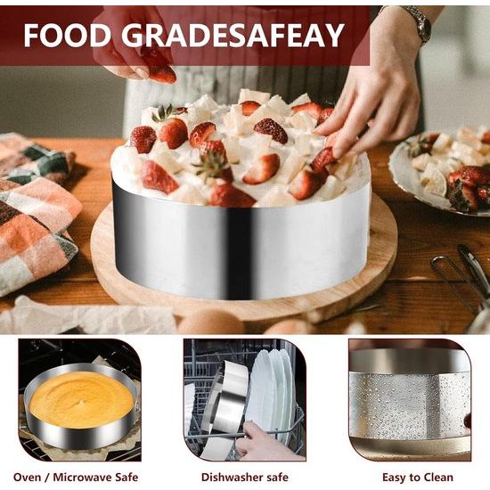 Set van 3 roestvrijstalen taartringen met 1 x 31,8 cm spatel voor moussetaart, tiramisu, taartbodems, chocolade- en fruittaart (3 maten)