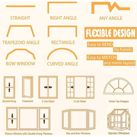 Flexibele plafondgordijnrail | 8 meter gebogen gordijnrail met demperwielen | Buigbare beugel voor douches erker RV scheidingswand
