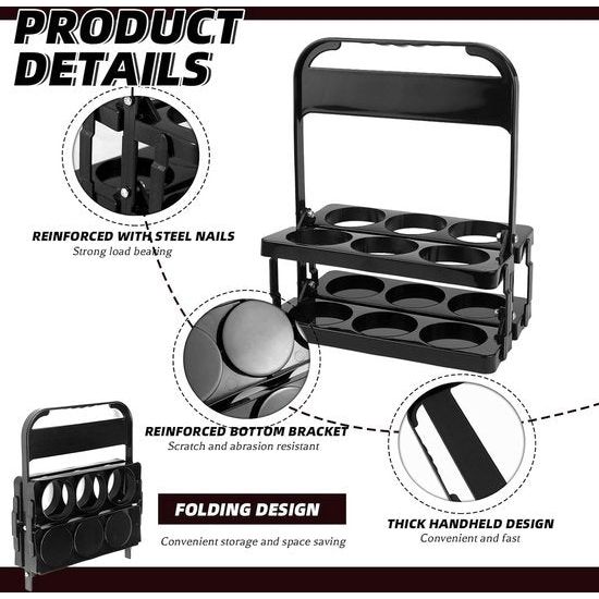 Flessenhouder voor 6 flessen, 2 stuks, opvouwbaar en draagbaar (2 stuks)