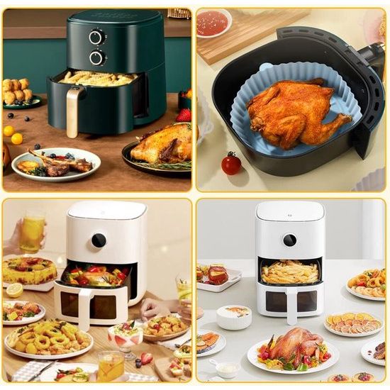 2 stuks Air Fryer siliconen pot heteluchtfriteuse siliconen 6,5 inch herbruikbare universele airfryer-mand anti-aanbaklaag airfryer matten voor oven magnetron cake bakvorm