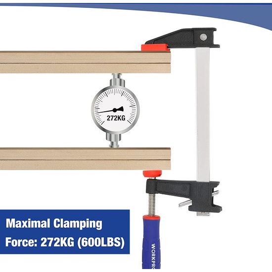 Schroefklemme set 4 stuks steeksleutels, spanwijdte 150 mm/300 mm, spankracht 272 kg, uitlading 80 mm, staal en nylon voor houtbewerking draaien vastzetten van houten werkstukken