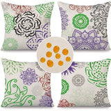 Waterdichte kussensloop, 4 stuks, 45 x 45 cm, decoratief buitenkussen, waterdicht, koppeling, groen-paars geometrisch patroon, kussensloop voor bankkussens, tuin, outdoor