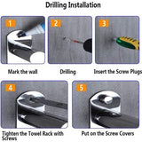 Handdoekhouder, chroom, roestvrij staal, met haken, intrekbaar, 49-90 cm, handdoekstang, badkamer, wandmontage, handdoekhouder voor badkamer, keuken, toilet, hotelhanddoekhouder