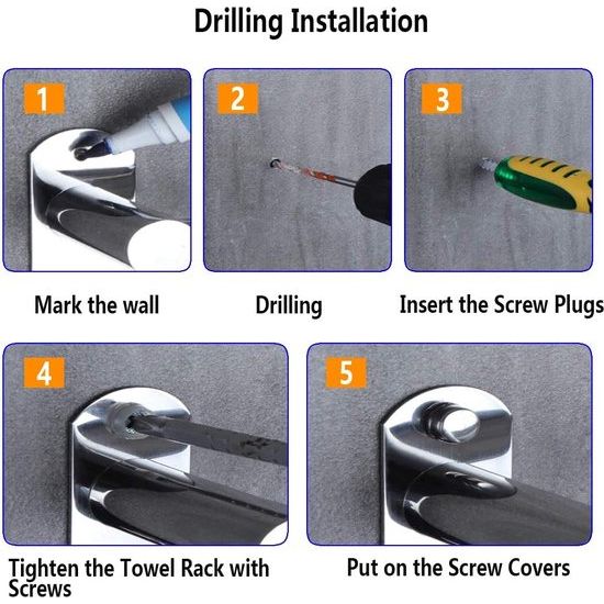 Handdoekhouder, chroom, roestvrij staal, met haken, intrekbaar, 49-90 cm, handdoekstang, badkamer, wandmontage, handdoekhouder voor badkamer, keuken, toilet, hotelhanddoekhouder