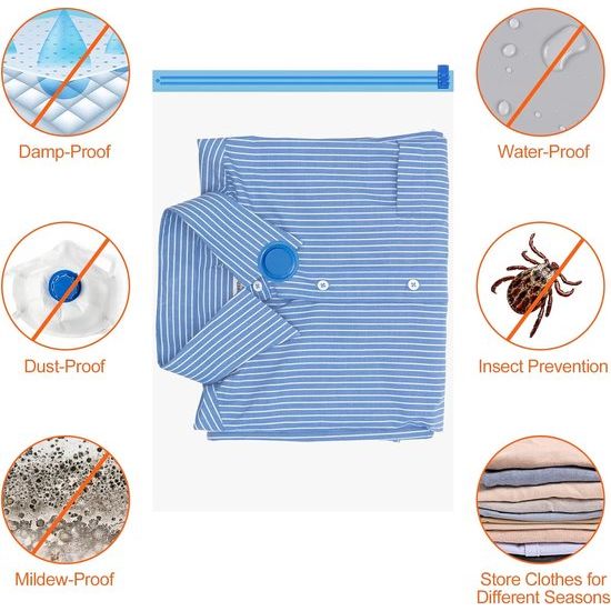 6 stuks vacuümzakken voor kleding, dekbedden, matrassen, vacuümzakken met handpomp, ruimtebesparende vacuümopbergzakken, kledingzak voor op reis, vacuümzakken, 100 x 80 cm, 80 x 60 cm, 60 x 40 cm