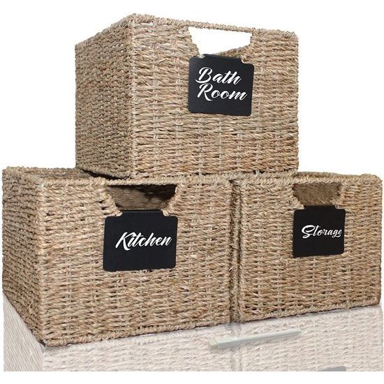 Seagrass opbergmand, weven mand,rechthoekig, opbergmand, huishouden, multifunctionele opbergmand, voor kleine voorwerpen, organizer, keuken, badkamer, slaapkamer, hotel