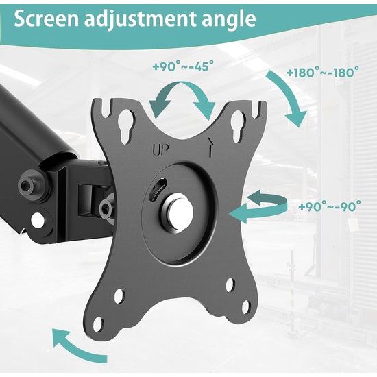 Schermpaalmontage met mechanische veer, eenvoudige VESA-montage voor 17"-27" schermen tot 7 kg, compatibel met VESA 75x75 en 100x100 paalmonitor