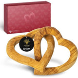 XXL verbonden harten van exclusief olijfhout, huwelijkscadeau voor bruidspaar - tafeldecoratie - houtdecoratie - bruiloftsdecoratie - verjaardagscadeau voor vriendin Ø diameter ca. 10 cm