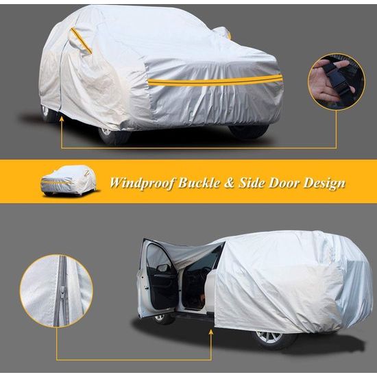 Auto delen, 6 lagen, waterdicht, waterdicht, complete garage, stofdicht, auto delen, buiten, voor terreinwagens (510 x 193 x 150 cm)