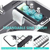 Afvoerbak, verstelbaar droogrek met vaatdoek, bar, instelbaar via de gootsteen, organizer voor keuken, roestvrij sponshouder organizer (1 niveau)