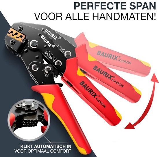 Krimptang voor Platte Kabelschoenen - voor Kabelschoenen Connectoren [0,50-2,50mm²] - Ferrule Crimping Tool Kit - Krimptang Kabelschoen