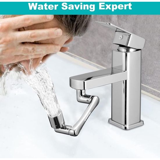 1440° badkamerkraan draaibaar opzetstuk, sputar wastafelarmatuur gadget kraan verlenging perlator waterfilter badkamer zilver 1 modi