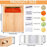 Premium Bamboo Chopping Board with Collection Trays and Grater, Kitchen Board Made of Bamboo Wood with Juice Groove, Multifunctional Chopping Board Set, Dishwasher Safe, Practical Kitchen Aid