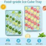 Mini-ijsblokjesvorm, ronde ijsblokjesvorm met deksel, 1 x 99 stuks kleine ijsblokjes, ijsblokjeshouder, ijsblokjesvorm met ijshouder en ijstang voor bier, cocktails, whisky, koffie, blauw