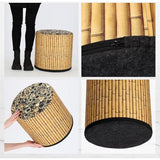 KADAX - Zitpoef, Poef, ronde poef, Ø 40.5x41 cm - houtlook, poef met wasbare overtrek, zitzak, vloerkussen, decoratieve kruk, voetenbank, zitkussen, stoffen kruk - Bamboo