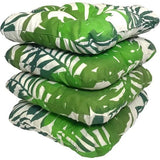 Set van 4 zitkussen, 38 x 38 cm, zitkussen, stoelkussen, voor binnen en buiten, zachte kussens voor tuinstoelen, kussens met 8 cm Schuimvulling, made in Poland (groene bladeren)