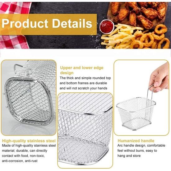 com-four® Lot de 6 mini paniers à frites (4,5 x 11 x 7 cm) - Corbeille com-four® Lot de 6 mini paniers à frites (4,5 x 11 x 7 cm) - Corbeille