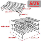 Afkoelrooster met 3 verdiepingen, stapelbare taartrooster, rechtshandig, met anti-aanbaklaag, extra groot afkoeloppervlak en snel afkoelen, 40 x 25 cm, 3 verdiepingen