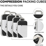 Compressieverpakkingsblokjes, set van 5 kofferorganizer voor reisbenodigdheden, uitbreidbare reisorganisatorset, lichtgewicht verpakkingstassen voor rugzak, inpakblokjes voor heren/vrouwen, zwart