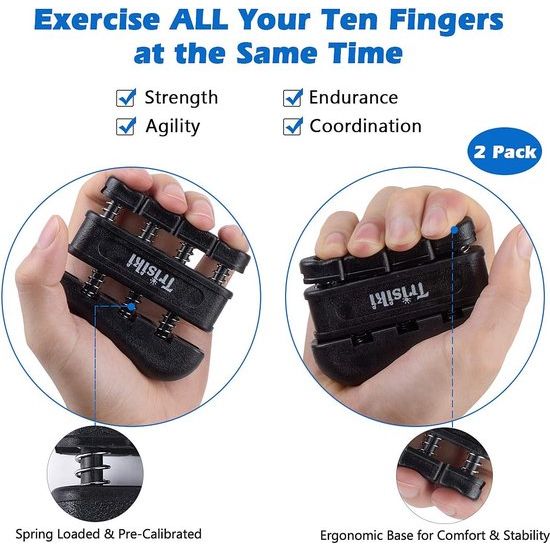 Handtrainer vingertrainer (set van 6) counting onderarmtrainer trainingsset, handgrijper met instelbare weerstand, 2-vinger-trainingssessie, vingerafstand, greepring