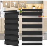 Dubbel rolgordijn, duo-rolgordijn, klembevestiging zonder boren, voor ramen, lichtdoorlatend en verduisterend, zwart, 45 x 150cm