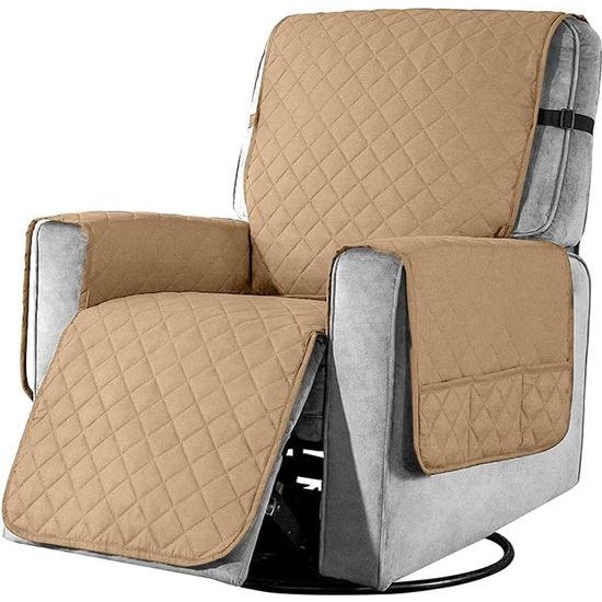 Armchair Protector with Pockets, Armchair Protector for TV Chair, 1 Seater Pockets, Chair Throw, Washable Armchair Protection, Pets for Home with Children and Pets Dog - Small/Khaki