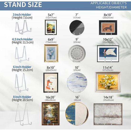 Ezel staander plaat standaard metaal - 2 stuks bordenstandaard - decoratieve bordenhouder - decoratieve plaat houder - ijzeren ezel voor borden | foto | boeken | afbeelding | fotolijst - zilver - 20,5